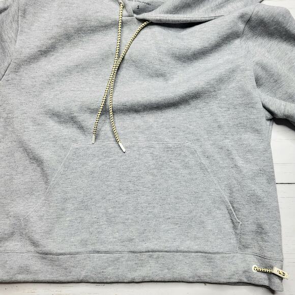 J. Crew Cropped Hoodie Sweatshirt Gray Wide Sleeve Cotton Blend Bungee Small - Picture 6 of 9